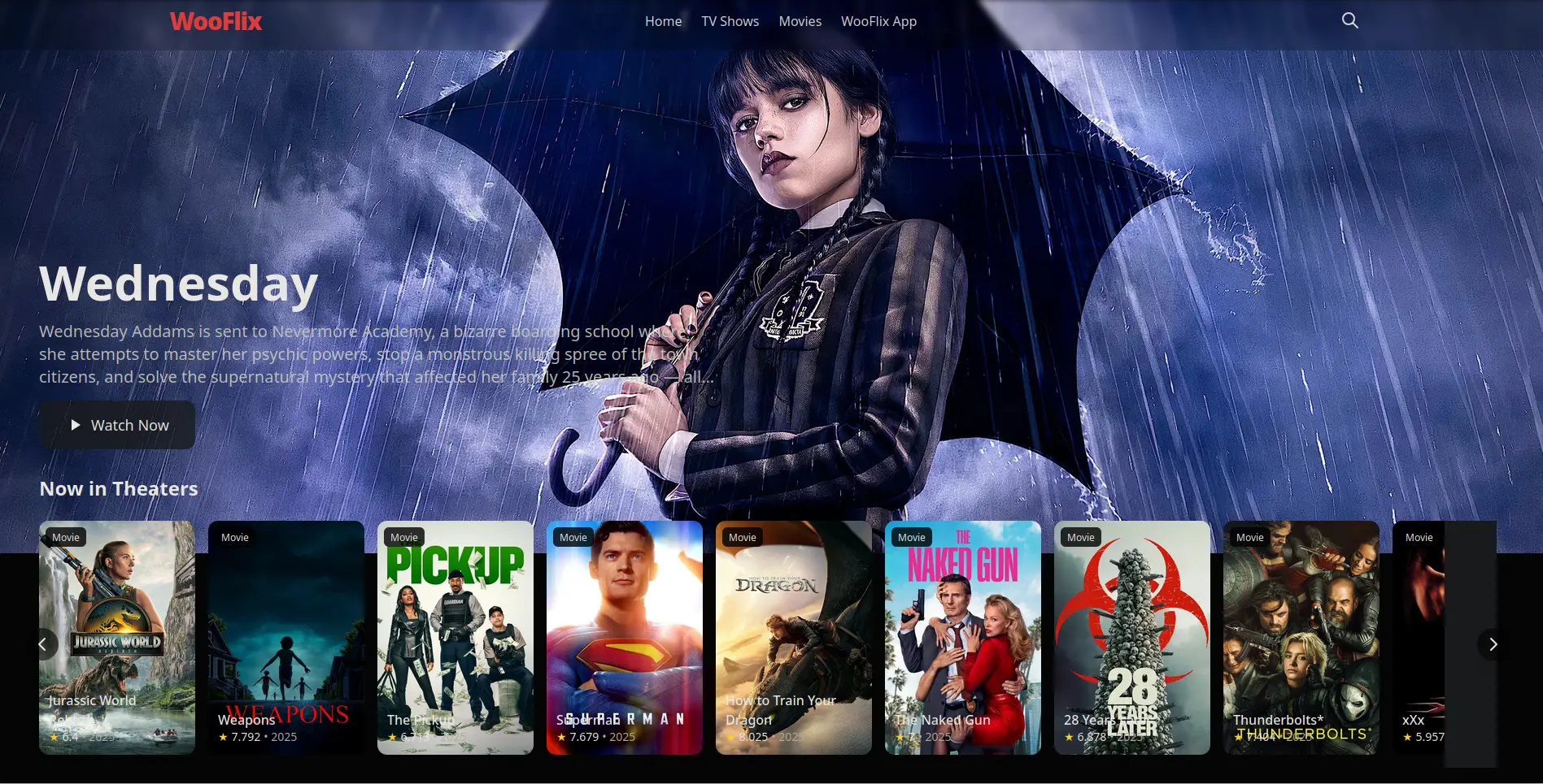 Page d'accueil du site de streaming  wooflix - adresse officielle 2025