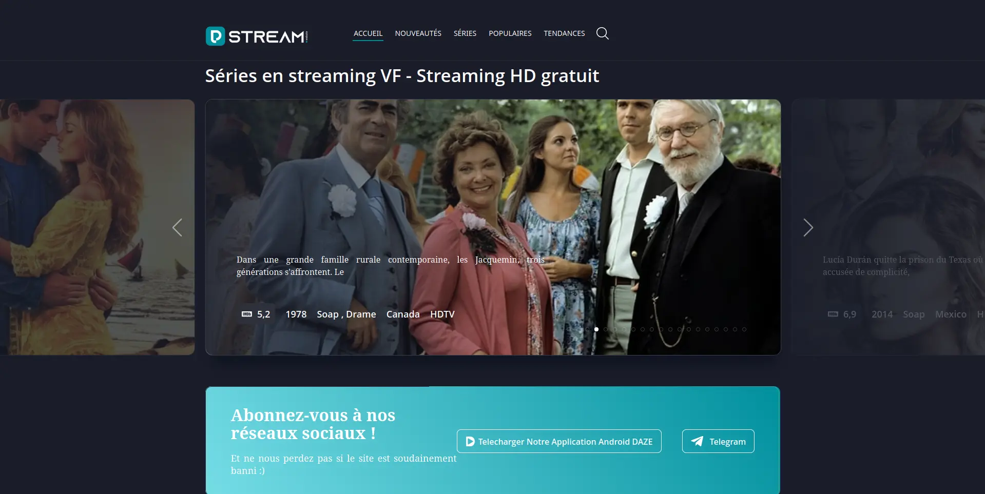 page d'accueil de dpstream