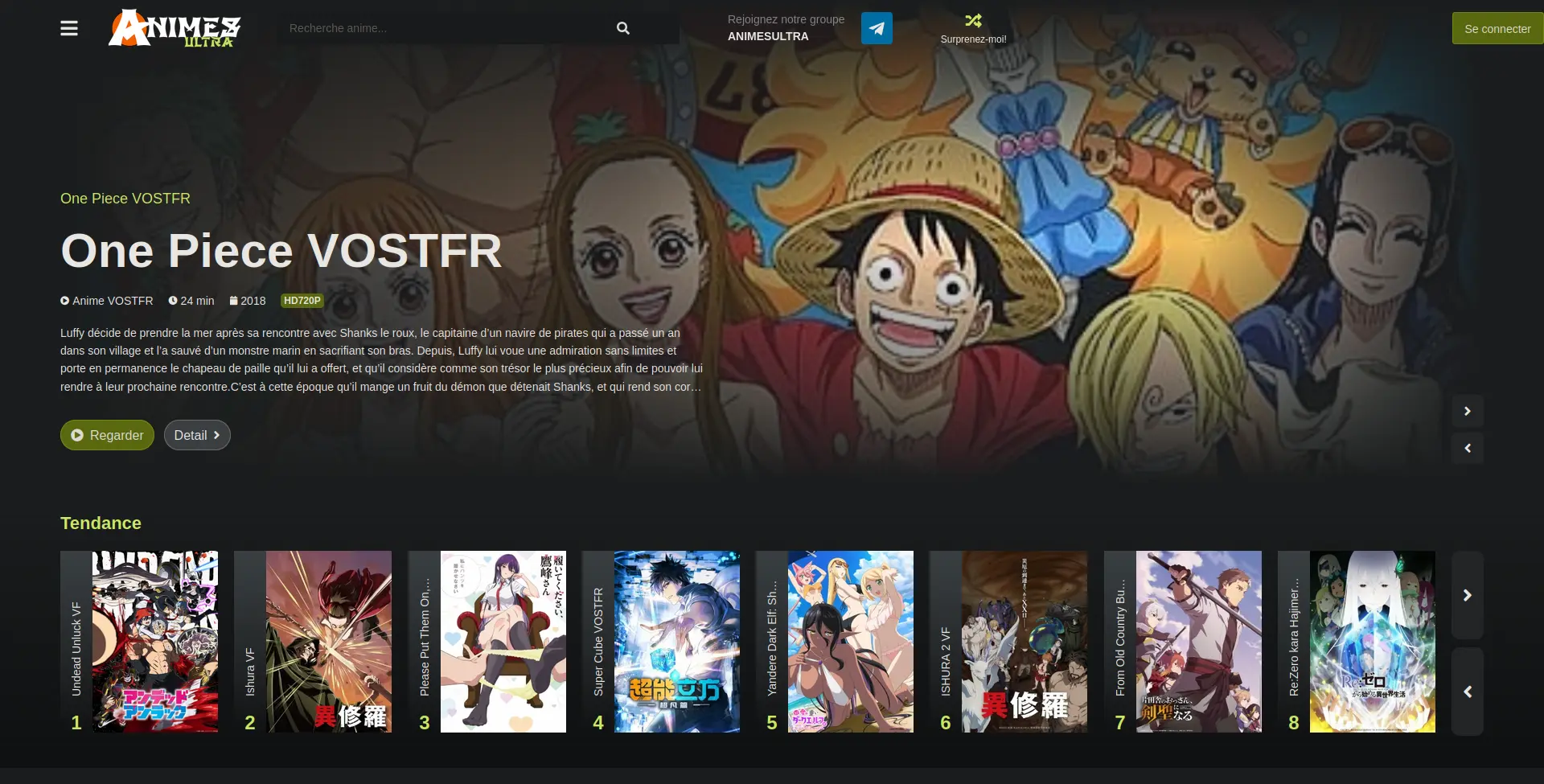 Page d'accueil de animesultra 2025