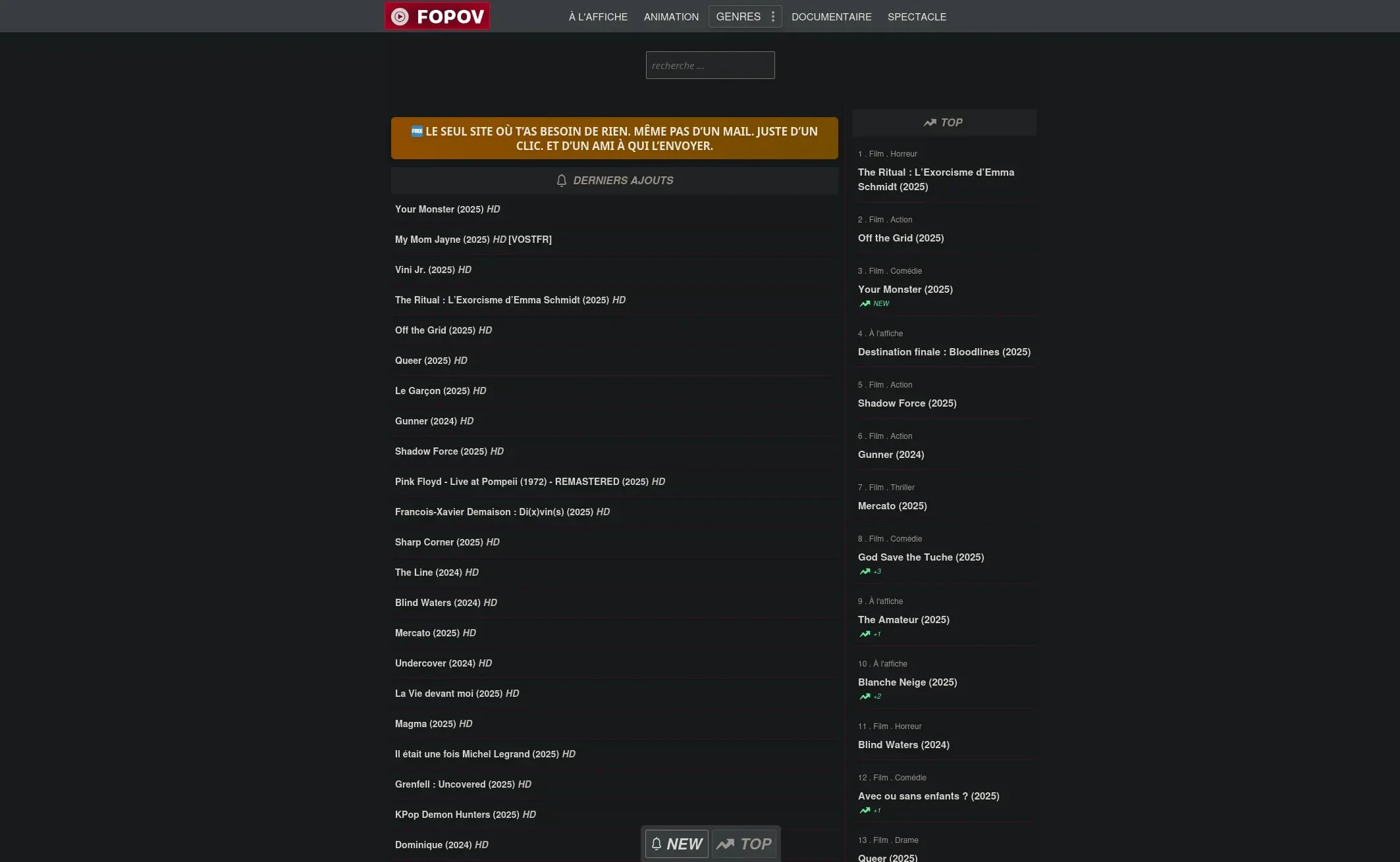 Page d'accueil de fopov 2025